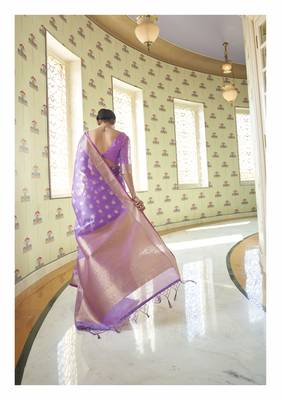 Lavender woven banarasi saree with blouse 2