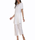 White plain cotton long-kurtis
