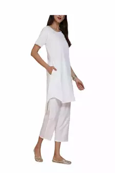white cotton kurti with palazzo set