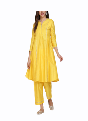 yellow rayon kurti with palazzo set 1