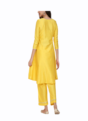 yellow rayon kurti with palazzo set 2