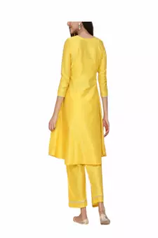 yellow rayon kurti with palazzo set