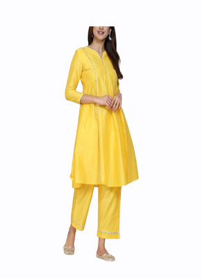 yellow rayon kurti with palazzo set 3