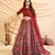 Maroon Pigment Foil Printed Taffeta Silk Semi Stitched Partywear lehenga
