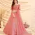 Pink Pigment Foil Printed Taffeta Silk Semi Stitched Partywear lehenga