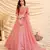 Pink Pigment Foil Printed Taffeta Silk Semi Stitched Partywear lehenga