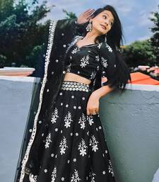 Black Frensh Silk Zari And 3Mm Sequins Embroidered Lehenga Choli For Party