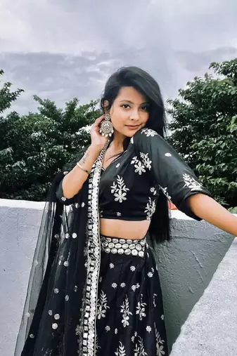 Black Frensh Silk Zari And 3Mm Sequins Embroidered Lehenga Choli For Party