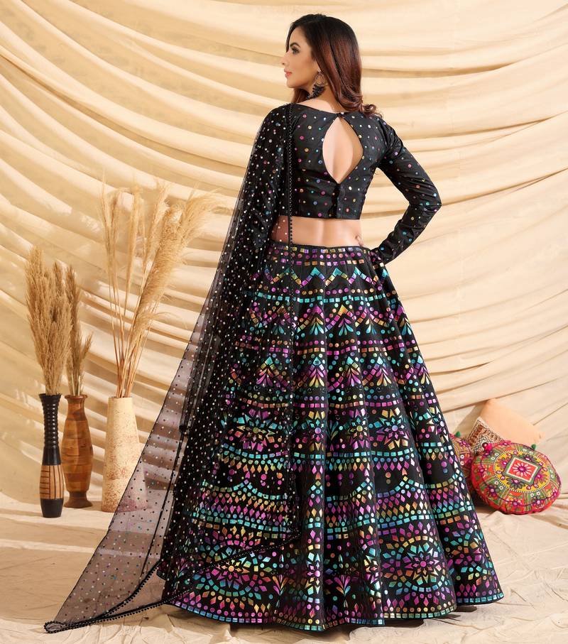 Black Frensh Silk Zari and 3mm sequins embroidered lehenga choli for party