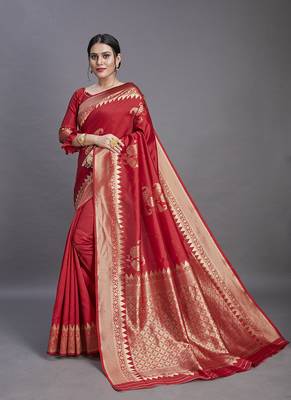 Red Color Designer Art Silk Saree for Women. 1