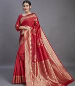 Red Color Designer Art Silk Saree for Women.