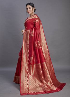 Red Color Designer Art Silk Saree for Women. 2