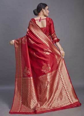 Red Color Designer Art Silk Saree for Women. 3