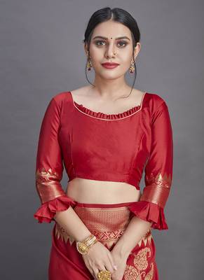 Red Color Designer Art Silk Saree for Women. 5
