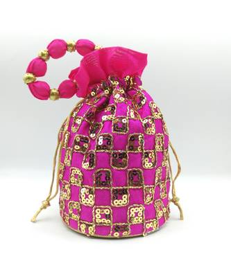 Core Classiques Pink Sequins Work Potli Bag 1