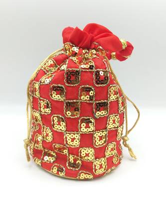 Core Classiques Sequins Work Red Potli Bag 1