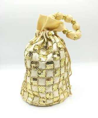 Core Classiques Sequins Work Gold Potli Bag 1