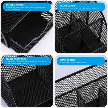 NFI essentials Mesh Metal Desk Organizer, Black, Office Stationary Stand Holder, Study Table Organizer 5