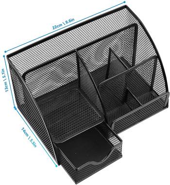 NFI essentials Mesh Metal Desk Organizer, Black, Office Stationary Stand Holder, Study Table Organizer 6