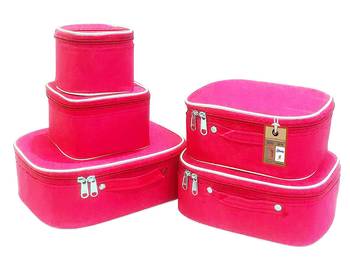 atorakushon   Nylon Pink Makeup Storage Box Cosmetic Vanity Travelling Bag Necklace Organizer Jewellery Pouch for Women 1