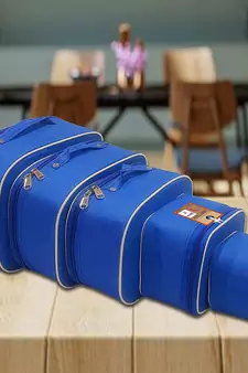 atorakushon   Nylon Blue Makeup Storage Box Cosmetic Vanity Travelling Bag Necklace Organizer Jewellery Pouch for Women