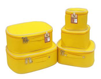 atorakushon®Nylon Mustard Makeup Storage Box Cosmetic Vanity Travelling Bag Necklace Organizer Jewellery Pouch for Women 1