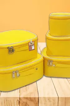 atorakushon®Nylon Mustard Makeup Storage Box Cosmetic Vanity Travelling Bag Necklace Organizer Jewellery Pouch for Women