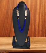 Elegent Flower Inspired Ad Stones Necklace  Set Blue small beads With Matching Earrings For Women