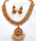 Charming Necklace  Set pearls Gold Plated With Matching Earrings For Women