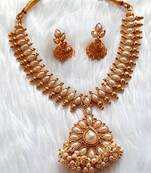 Charming Necklace  Set pearls & White Moti Gold Plated With Matching Earrings For Women