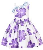 Purple printed cotton knitted kids-frocks