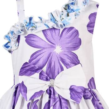 Purple printed cotton knitted kids-frocks 2