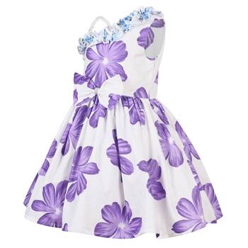 Purple printed cotton knitted kids-frocks 3