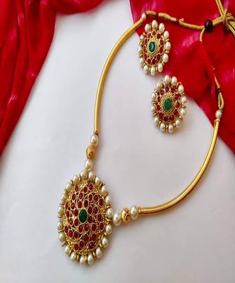 Elegant High Quality Red  Stones Choker Set For Women  & Girls 1