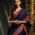Blue woven cotton saree with blouse
