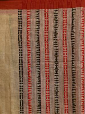 Beige woven cotton saree with blouse 5