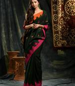Multicolor woven pure cotton saree with blouse