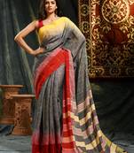 Multicolor woven cotton saree with blouse