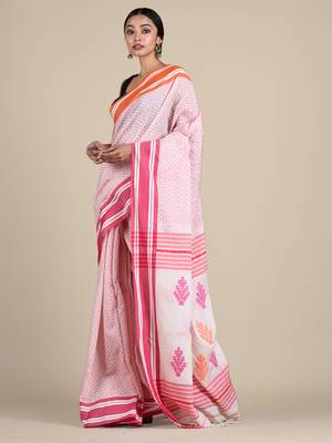 Multicolor woven pure cotton saree with blouse 1