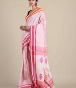 Multicolor woven pure cotton saree with blouse
