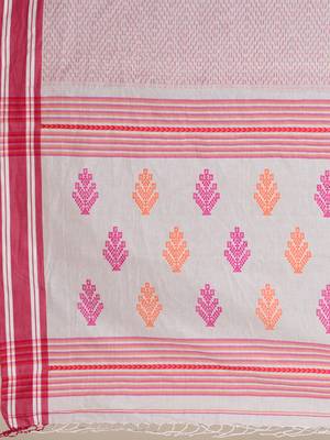 Multicolor woven pure cotton saree with blouse 4