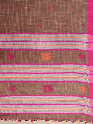 Multicolor woven pure cotton saree with blouse 4