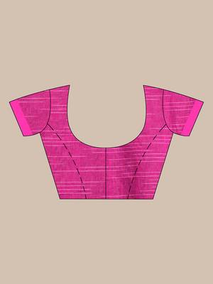 Multicolor woven pure cotton saree with blouse 5