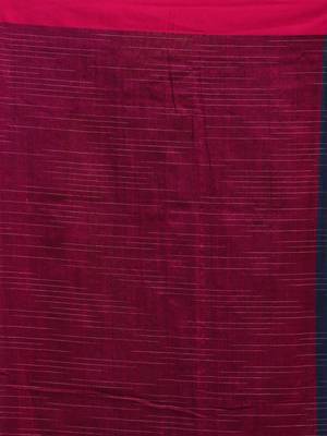 Blue woven cotton saree with blouse 5