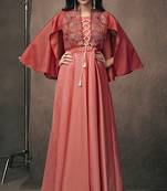 Red embroidered satin salwar
