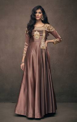 Brown embroidered satin salwar 1