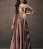 Brown embroidered satin salwar