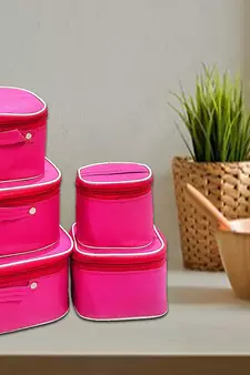 atorakushon   Nylon Pink Makeup Storage Box Cosmetic Vanity Travelling Bag Necklace Organizer Jewellery Pouch for Women