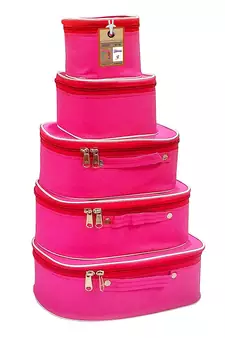atorakushon   Nylon Pink Makeup Storage Box Cosmetic Vanity Travelling Bag Necklace Organizer Jewellery Pouch for Women