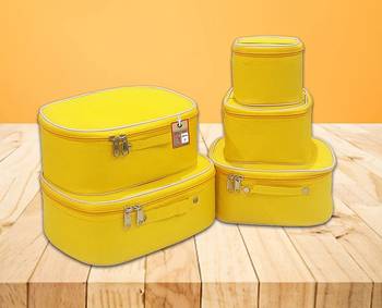 atorakushon®Nylon Mustard Makeup Storage Box Cosmetic Vanity Travelling Bag Necklace Organizer Jewellery Pouch for Women 3